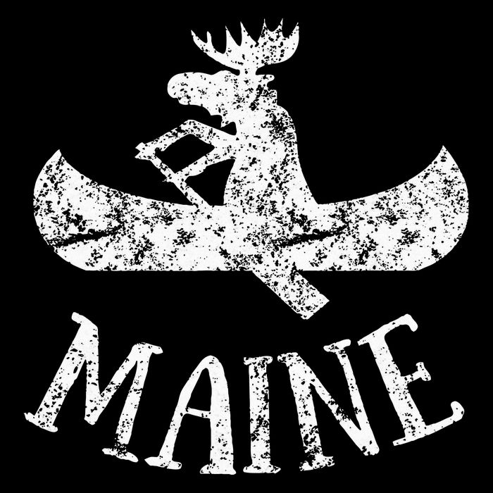 Maine Funny Moose Canoe Vacation Drawstring Bag