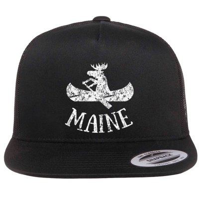 Maine Funny Moose Canoe Vacation Flatbill Hat