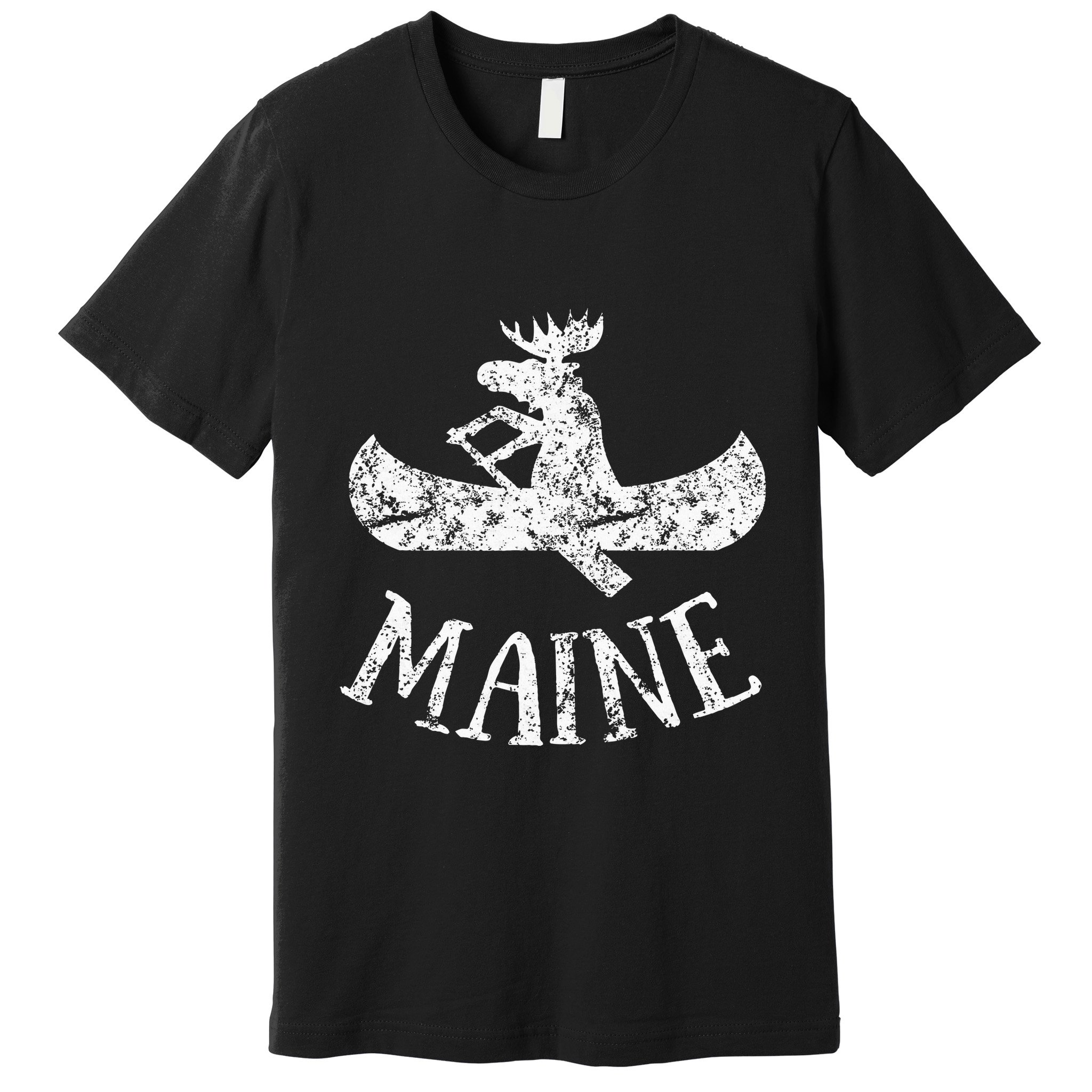 Maine Funny Moose Canoe Vacation Premium T-Shirt