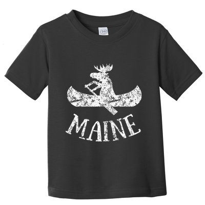 Maine Funny Moose Canoe Vacation Toddler T-Shirt