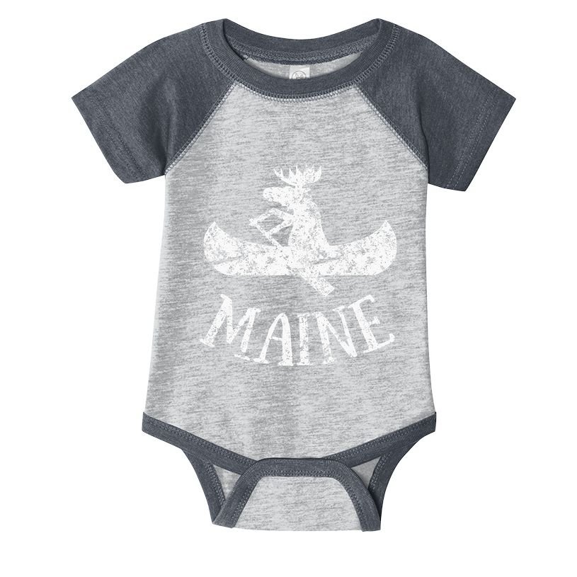Maine Funny Moose Canoe Vacation Infant Baby Jersey Bodysuit
