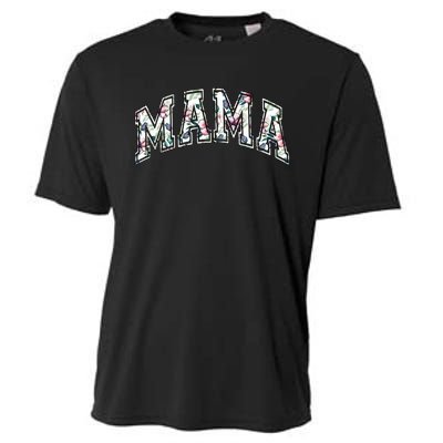 Mama Floral Mom Flowers Mother's Day Cooling Performance Crew T-Shirt