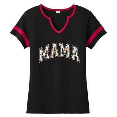 Mama Floral Mom Flowers Mother's Day Ladies Halftime Notch Neck Tee