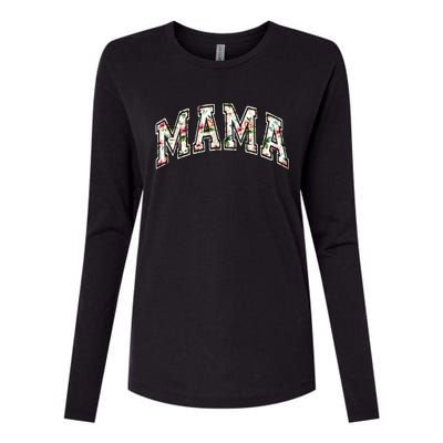 Mama Floral Mom Flowers Mother's Day Womens Cotton Relaxed Long Sleeve T-Shirt