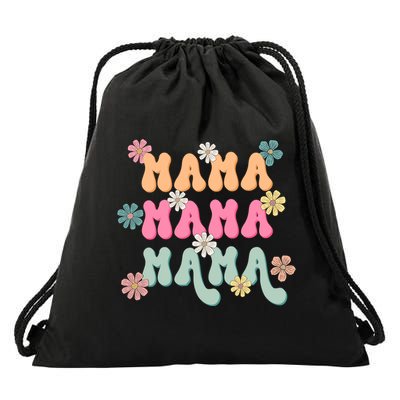 Mama Flowers Mother's Day Mom Floral Drawstring Bag