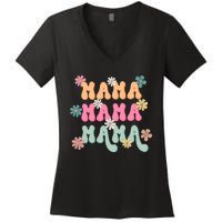 Mama Flowers Mother's Day Mom Floral Women's V-Neck T-Shirt