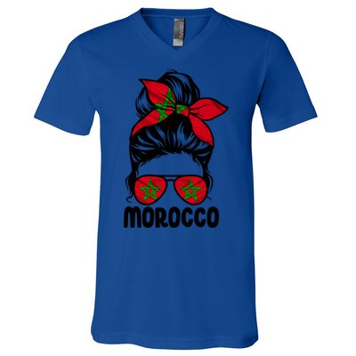 Morocco Flag Moroccan Soccer / Football Gift V-Neck T-Shirt