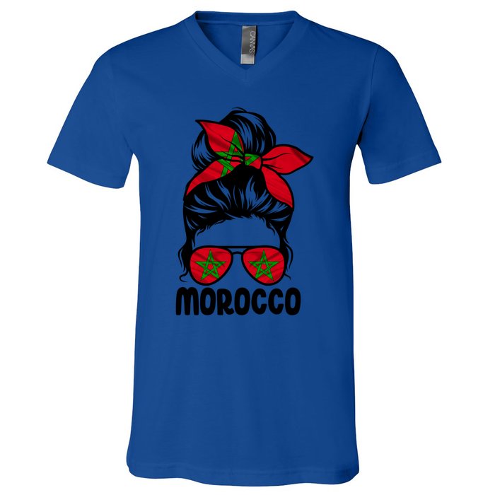 Morocco Flag Moroccan Soccer / Football Gift V-Neck T-Shirt