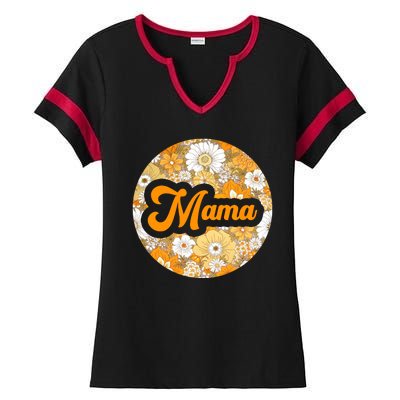 Mama Floral Mother's Day Gift Ladies Halftime Notch Neck Tee