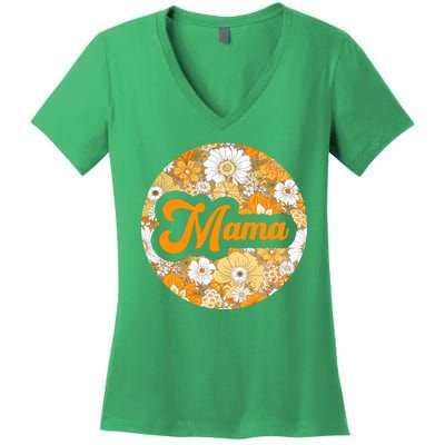 Mama Floral Mother's Day Gift Women's V-Neck T-Shirt