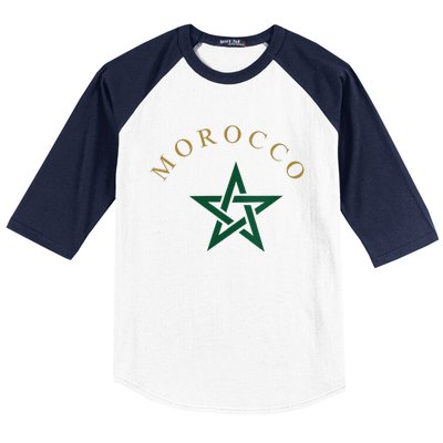 Morocco Flag Baseball Sleeve Shirt