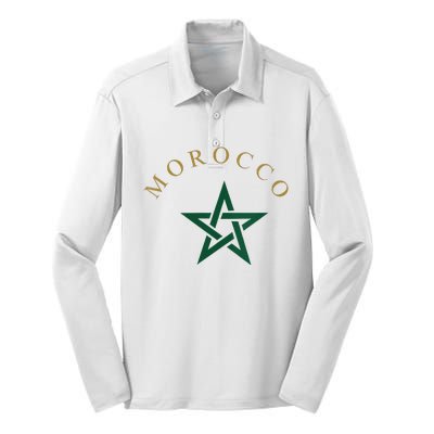 Morocco Flag Silk Touch Performance Long Sleeve Polo