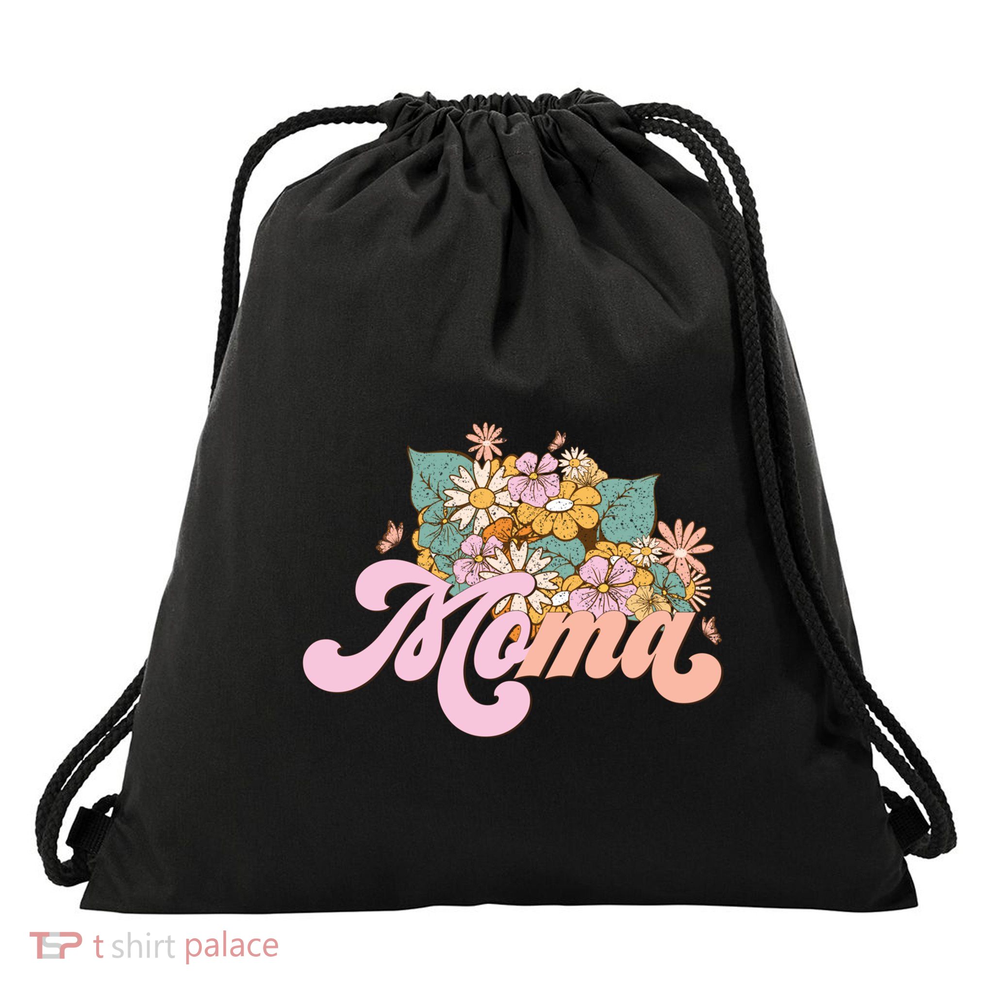 Moma Flower Mom Happy MotherS Day Gift Drawstring Bag