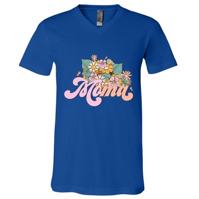 Moma Flower Mom Happy MotherS Day Gift V-Neck T-Shirt