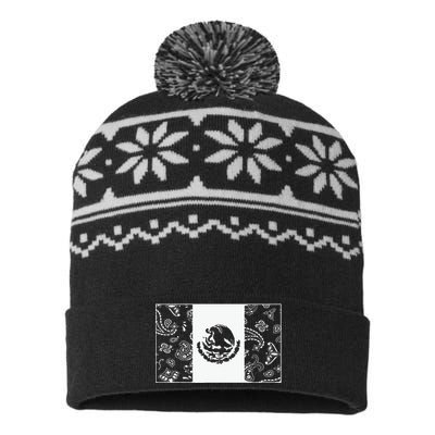 Mexican Flag  Mexican Flag With Paisley Bandana USA-Made Snowflake Beanie