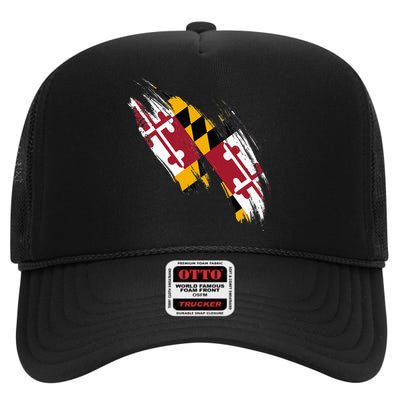 Maryland Flag Marylander Maryland Flag State Pride High Crown Mesh Back Trucker Hat