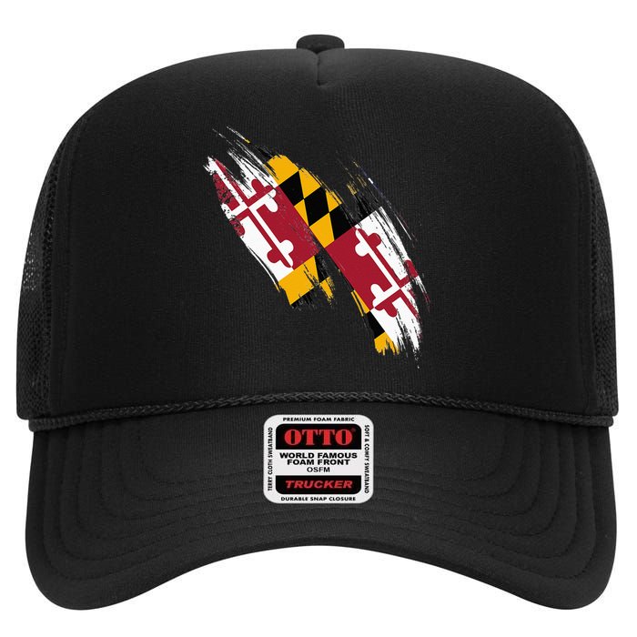 Maryland Flag Marylander Maryland Flag State Pride High Crown Mesh Back Trucker Hat