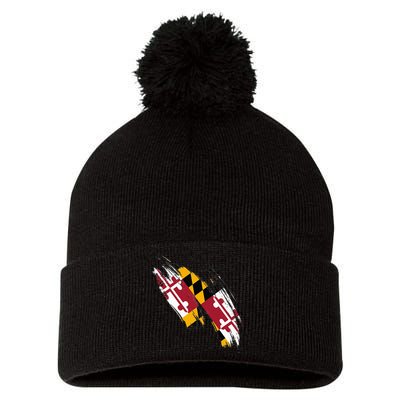 Maryland Flag Marylander Maryland Flag State Pride Pom Pom 12in Knit Beanie