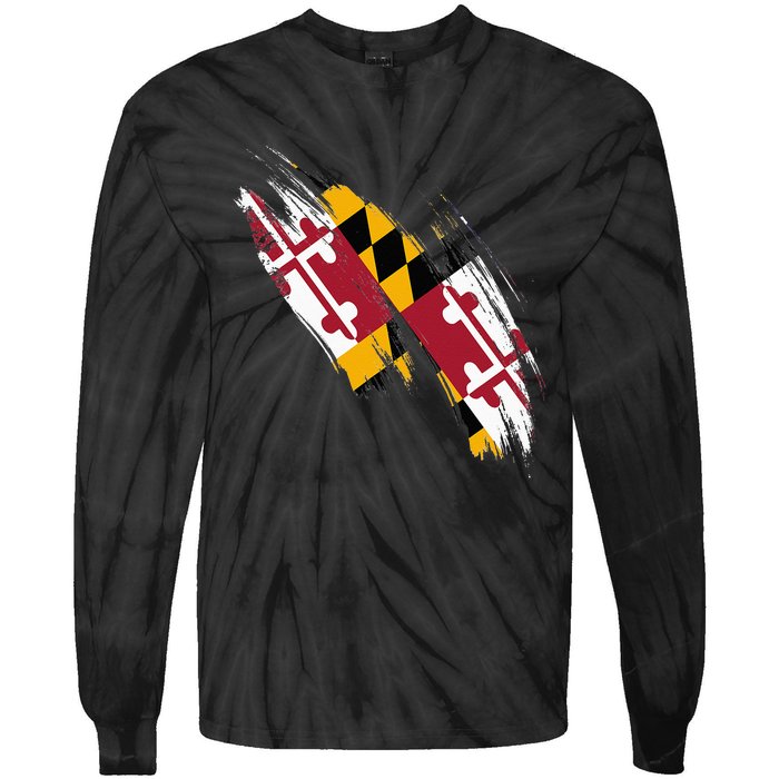 Maryland Flag Marylander Maryland Flag State Pride Tie-Dye Long Sleeve Shirt