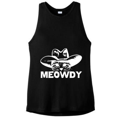 Meowdy Funny Mashup Between Meow And Howdy Cat Meme Cool Gift Ladies PosiCharge Tri-Blend Wicking Tank