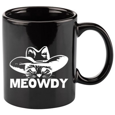 Meowdy Funny Mashup Between Meow And Howdy Cat Meme Cool Gift 11oz C Handle Ceramic Mug