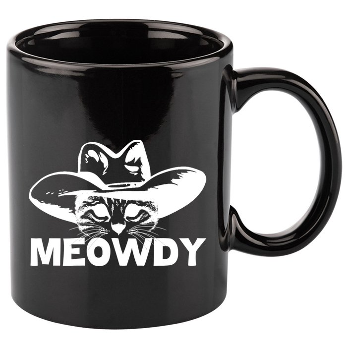 Meowdy Funny Mashup Between Meow And Howdy Cat Meme Cool Gift 11oz C Handle Ceramic Mug