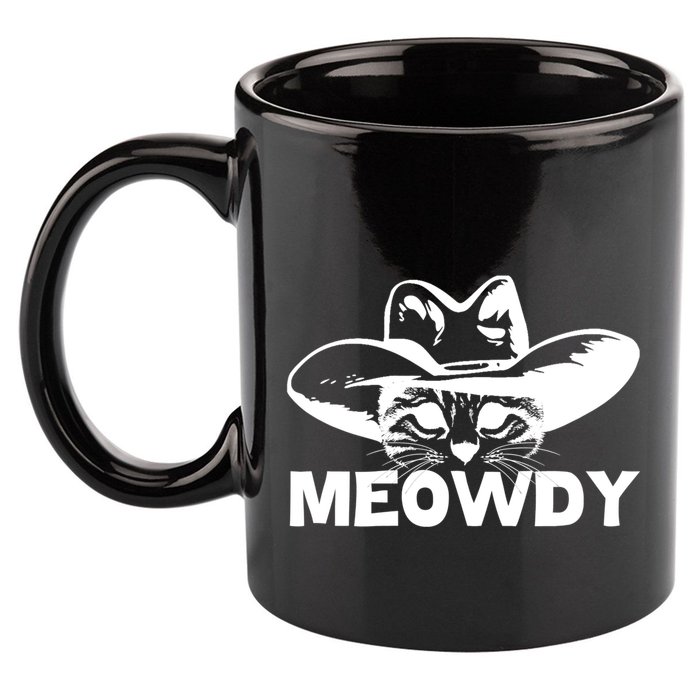 Meowdy Funny Mashup Between Meow And Howdy Cat Meme Cool Gift 11oz C Handle Ceramic Mug