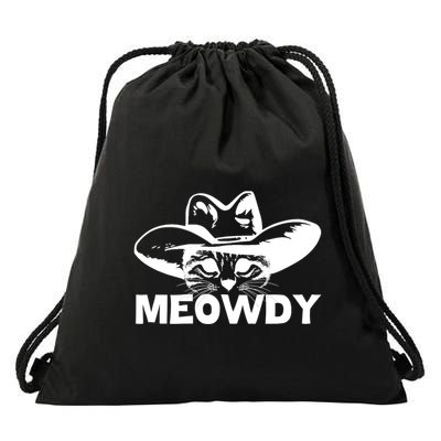 Meowdy Funny Mashup Between Meow And Howdy Cat Meme Cool Gift Drawstring Bag