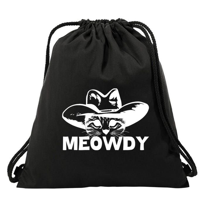 Meowdy Funny Mashup Between Meow And Howdy Cat Meme Cool Gift Drawstring Bag