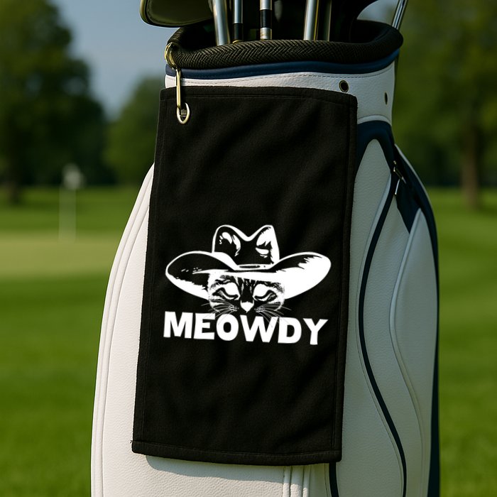 Meowdy Funny Mashup Between Meow And Howdy Cat Meme Cool Gift Golf Towel