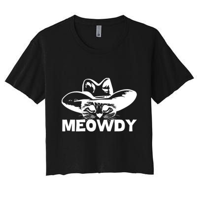 Meowdy Funny Mashup Between Meow And Howdy Cat Meme Cool Gift Crop Top