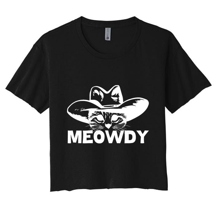 Meowdy Funny Mashup Between Meow And Howdy Cat Meme Cool Gift Crop Top