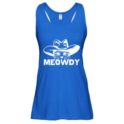 Meowdy Funny Mashup Between Meow And Howdy Cat Meme Cool Gift Ladies Essential Flowy Tank