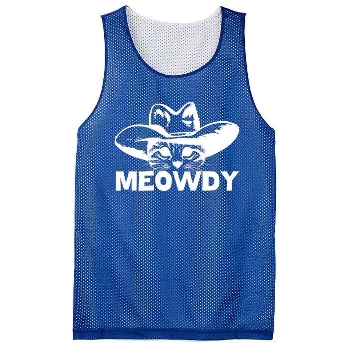 Meowdy Funny Mashup Between Meow And Howdy Cat Meme Cool Gift Mesh Reversible Basketball Jersey Tank