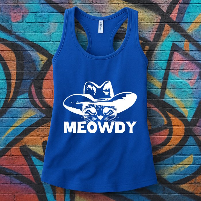 Meowdy Funny Mashup Between Meow And Howdy Cat Meme Cool Gift Womens Tank Top