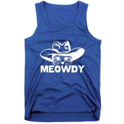 Meowdy Funny Mashup Between Meow And Howdy Cat Meme Cool Gift Tank Top