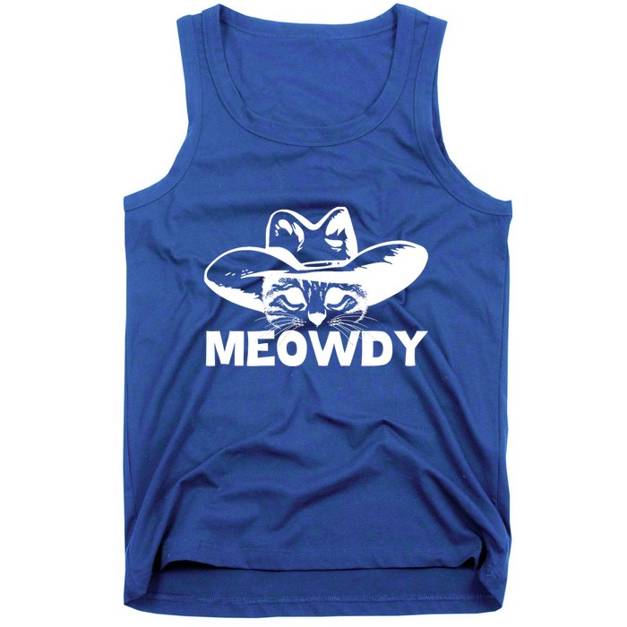 Meowdy Funny Mashup Between Meow And Howdy Cat Meme Cool Gift Tank Top