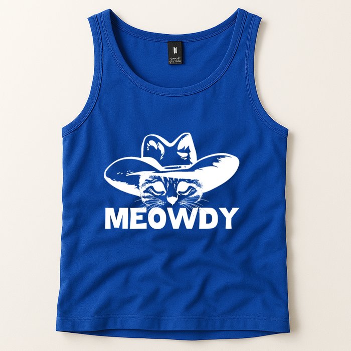 Meowdy Funny Mashup Between Meow And Howdy Cat Meme Cool Gift Tank Top