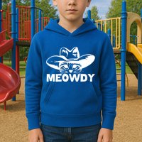Meowdy Funny Mashup Between Meow And Howdy Cat Meme Cool Gift Kids Hoodie