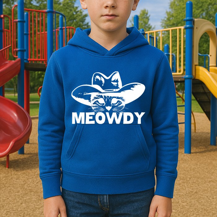 Meowdy Funny Mashup Between Meow And Howdy Cat Meme Cool Gift Kids Hoodie