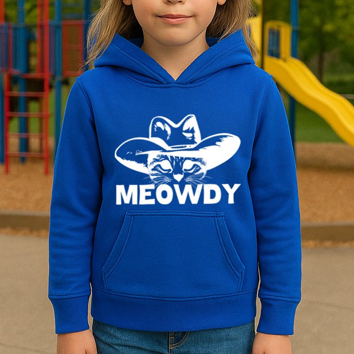 Meowdy Funny Mashup Between Meow And Howdy Cat Meme Cool Gift Kids Hoodie