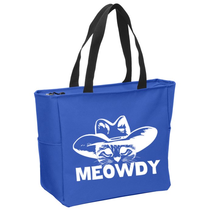 Meowdy Funny Mashup Between Meow And Howdy Cat Meme Cool Gift Zip Tote Bag