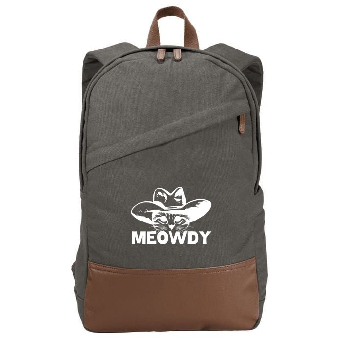 Meowdy Funny Mashup Between Meow And Howdy Cat Meme Cool Gift Cotton Canvas Backpack