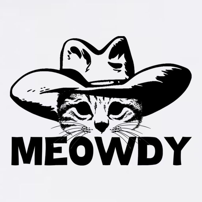 Meowdy Funny Mashup Between Meow And Howdy Cat Meme Cool Gift Garment-Dyed Sweatshirt