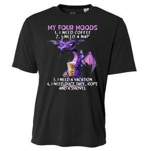 My Four Moods I Need Coffee I Need A Nap Dragon Coffee Lover Cooling Performance Crew T-Shirt