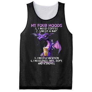 My Four Moods I Need Coffee I Need A Nap Dragon Coffee Lover Mesh Reversible Basketball Jersey Tank