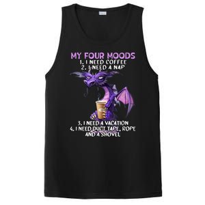 My Four Moods I Need Coffee I Need A Nap Dragon Coffee Lover PosiCharge Competitor Tank