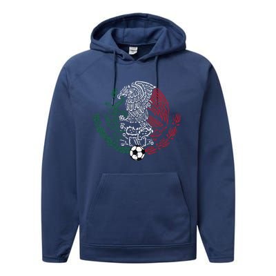 Mexico Flag Mexican Eagle Soccer Performance Fleece Hoodie