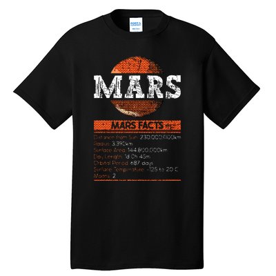 Mars Facts Mars Planet Space Lover Tall T-Shirt