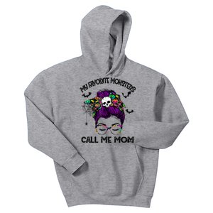 My Favorite Monsters Call Me Mom Messy Bun Happy Halloween Kids Hoodie